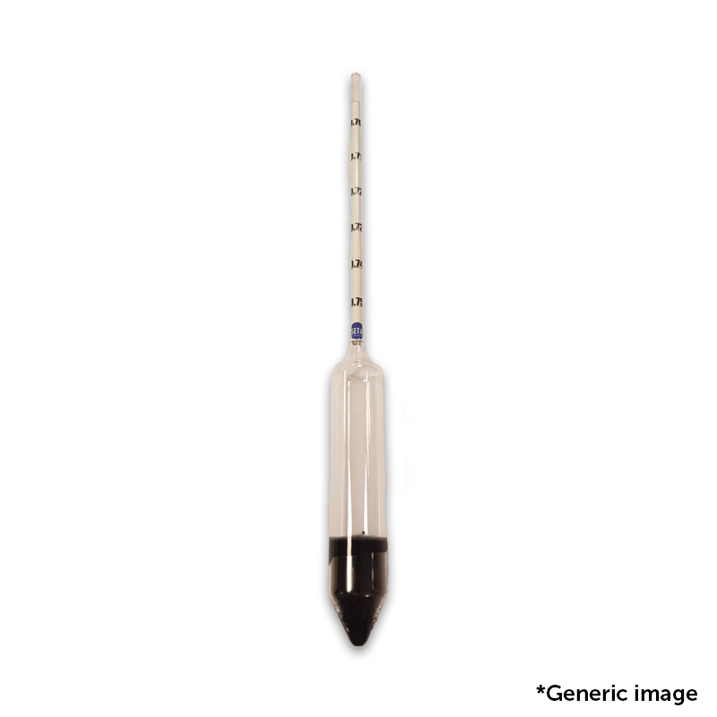 ASTM E100 Hydrometer 
Gravity Range: 0.850 to 0.900 card image